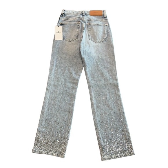 NWT 7 For All Mankind Embellished Denim Jeans Straight Leg Size 23 MSRP $348 - Picture 2 of 9